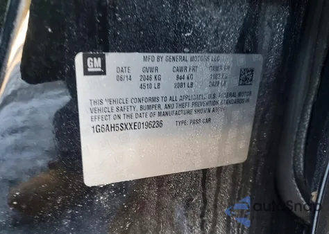 2014 Cadillac Ats Luxury z USA, uszkodzony, nr VIN 1G6AH5SXXE0196236